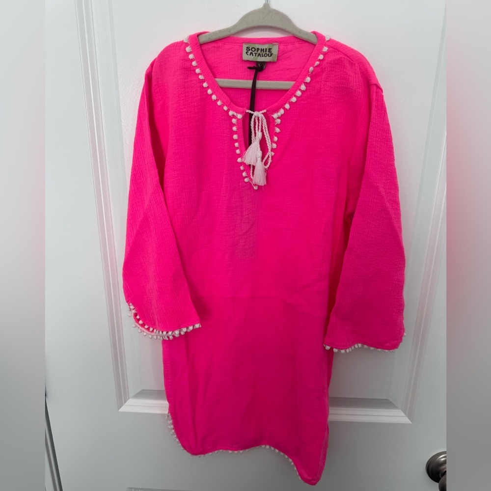 NWT Sophie Catalou Girls Hot Pink Tunic Cover Up Size 7